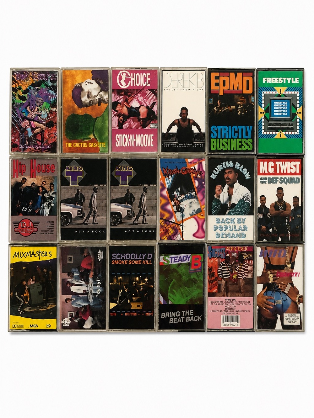 Lot of 19 Vintage Hip-Hop Rap Cassettes EPMD Freestyle Schoolly D Derek B King T